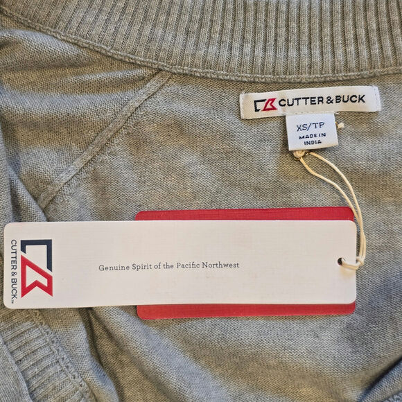 Cutter & Buck 100% Cotton Gray Full Zip Sweater XS – Timeless Knit Style NWT - Picture 5 of 9
